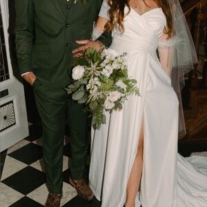 Elegant White Wedding Dress with Slit